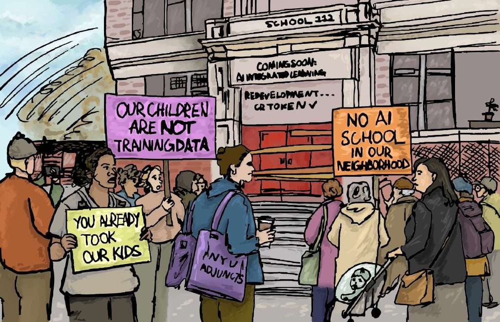 New Yorker protest the AI school (NY2044)