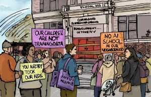 New Yorker protest the AI school (NY2044)